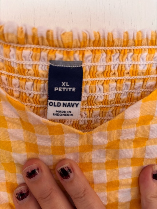 Cotton Yellow & White Puff Sleeve Babydoll Gingham Sundress Size XL Y2K Milkmaid - Picture 4 of 9